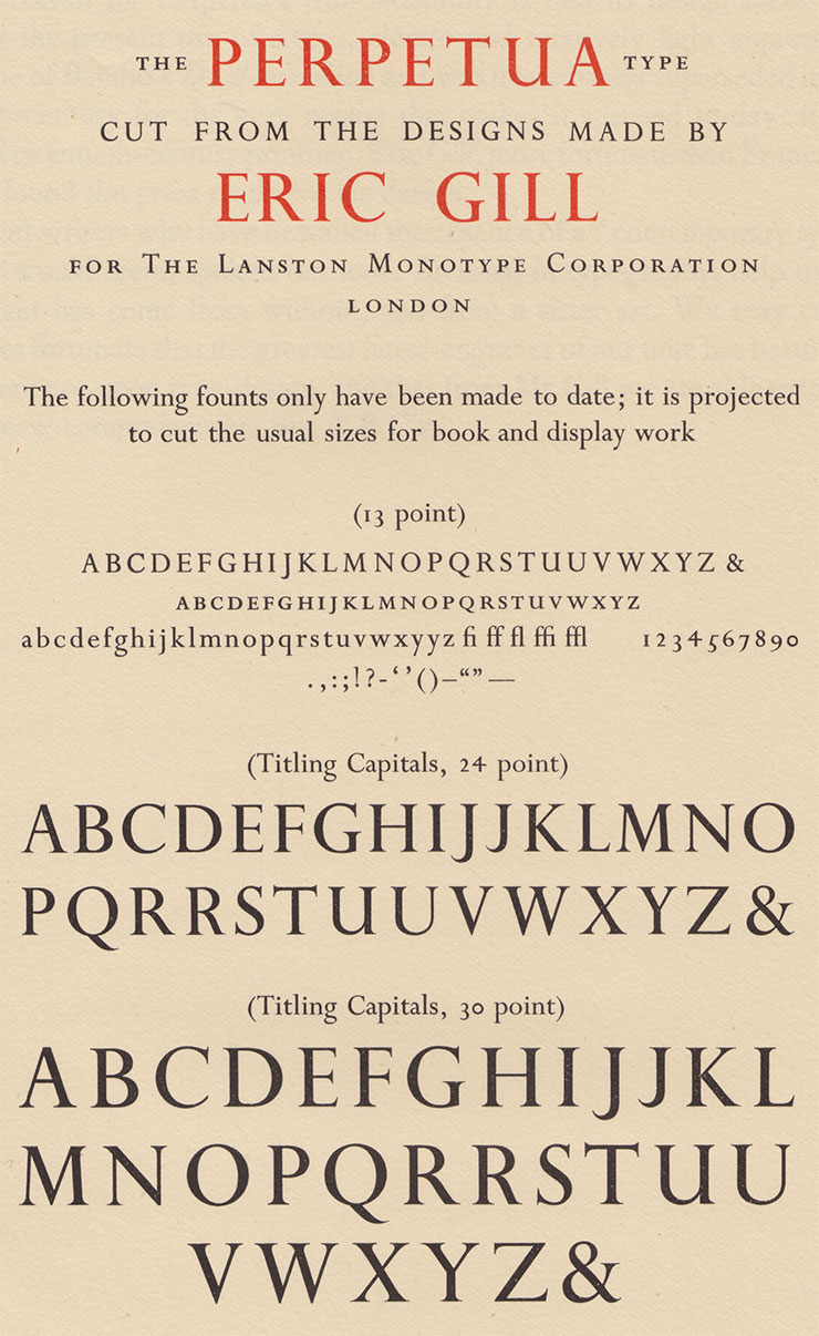 eric gill typographie lettering perpetua