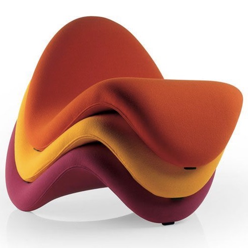 Tongue lounge chair en 3 couleurs : mauve, jaune et orange par Pierre Paulin