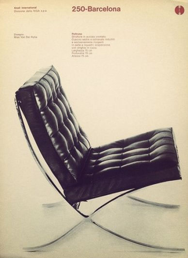 affiche ancienne de la chaise barcelona de Knoll