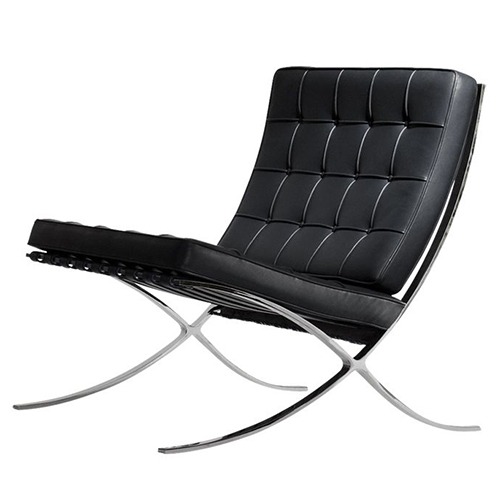 fauteuil Barcelona en cuir noir du designer Bauhaus Ludwig Mies van der Rohe