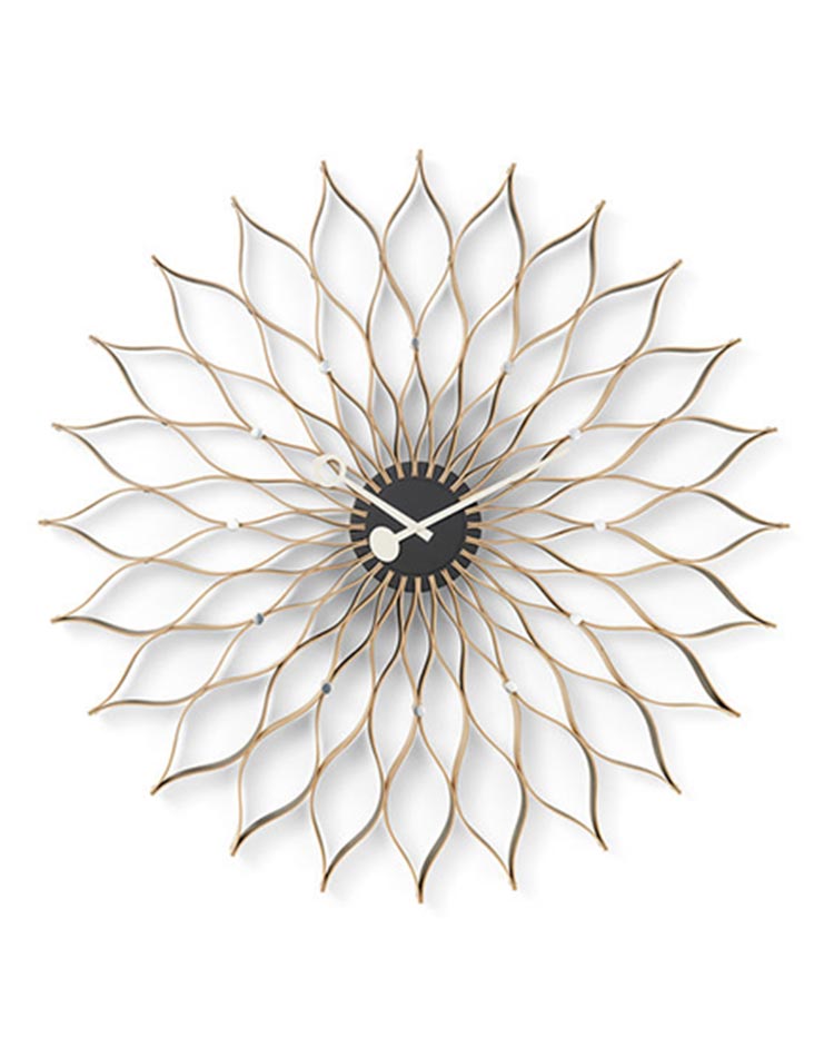 horloge sunflower de george nelson en version bois de bouleau clair