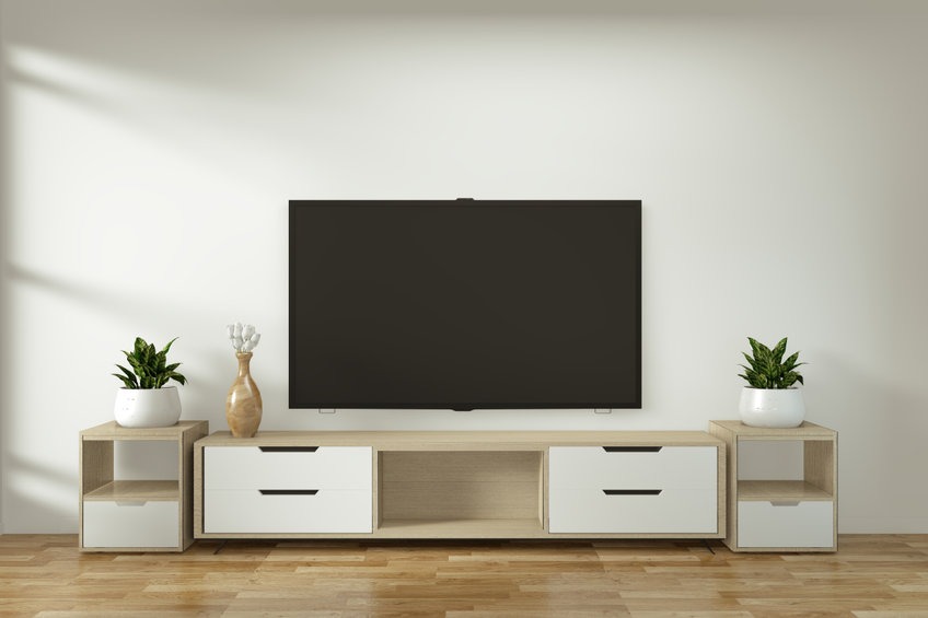 meuble tv blanc bas